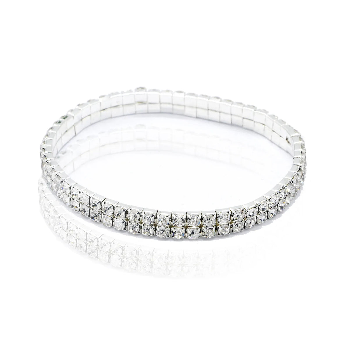 Multi-row rhinestone tennis anklet, styled lifestyle shot, Varex HQ