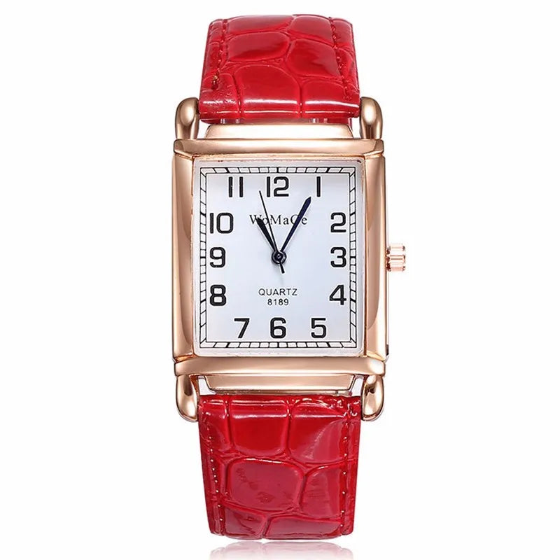 Rose Gold-Tone Square Watch with Leopard Print Strap – view 8 – front dial view – Varex HQ