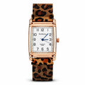 Rose Gold-Tone Square Watch with Leopard Print Strap – view 7 – lifestyle shot – Varex HQ
