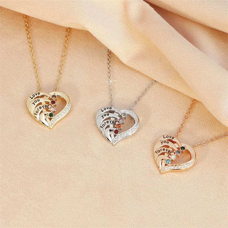 Silver-Tone Birthstone Heart Necklace – Varex HQ