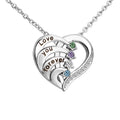Silver-Tone Birthstone Heart Necklace | Custom Engraved Names Promise Necklace, Gift, silver / 2 names – Varex HQ