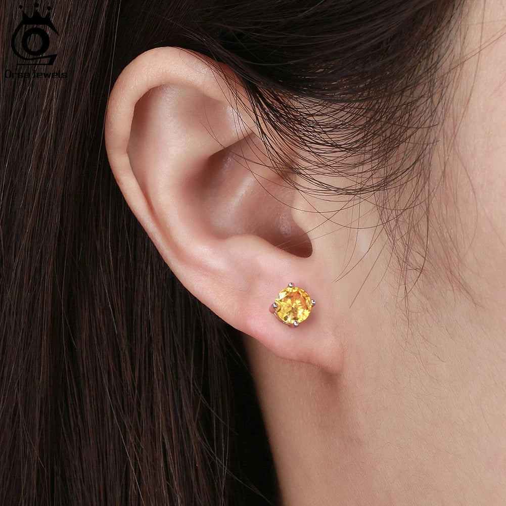 Silver-Tone Birthstone Stud Earrings with Cubic Zirconia – view 5 – Varex HQ