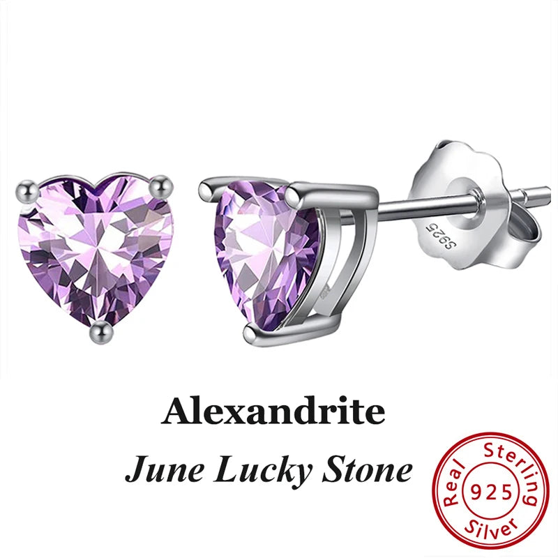 Silver-Tone Birthstone Stud Earrings with Cubic Zirconia – view 16 – Varex HQ