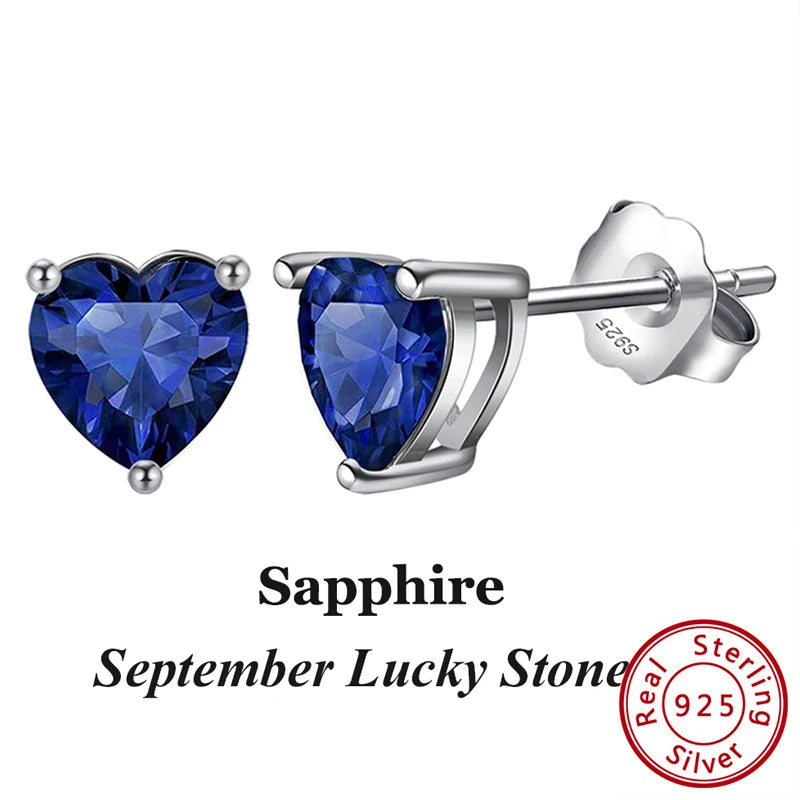Silver-Tone Birthstone Stud Earrings with Cubic Zirconia – view 18 – Varex HQ