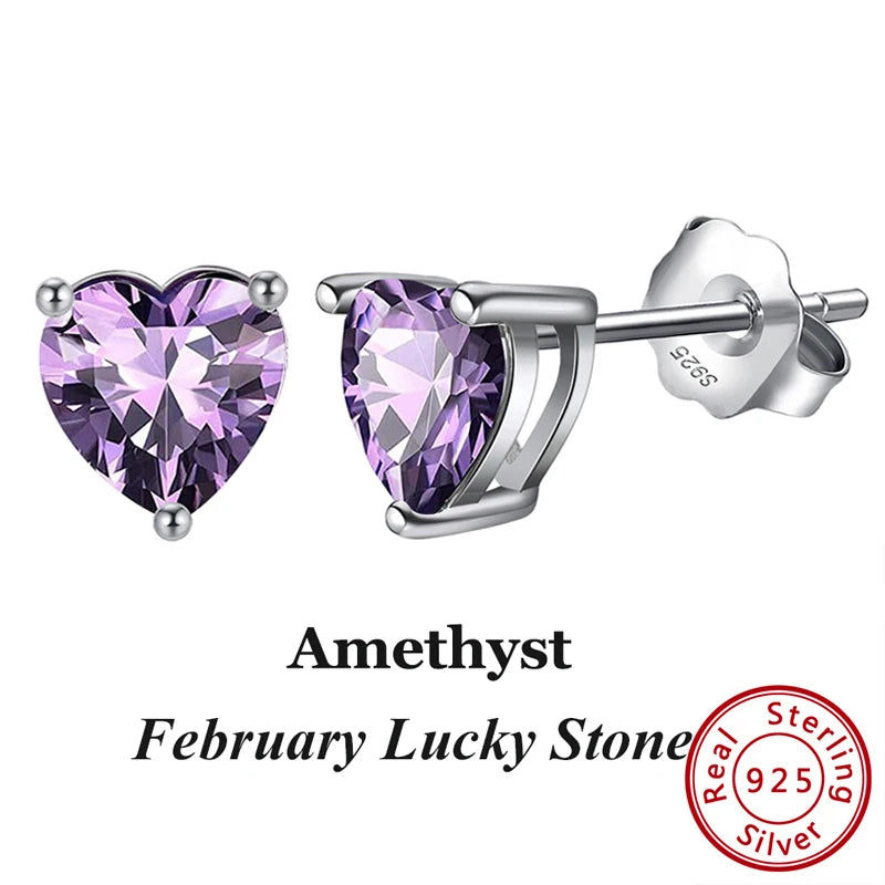 Silver-Tone Birthstone Stud Earrings with Cubic Zirconia – view 20 – Varex HQ