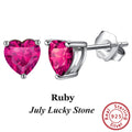Silver-Tone Birthstone Stud Earrings, July birthstone, ruby-pink cubic zirconia in sterling silver setting – Varex HQ