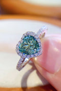 Silver-Tone Heart Cut Moissanite Halo Ring – Varex HQ