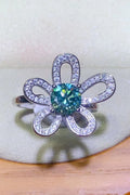 Silver-Tone Moissanite Flower Ring – Varex HQ
