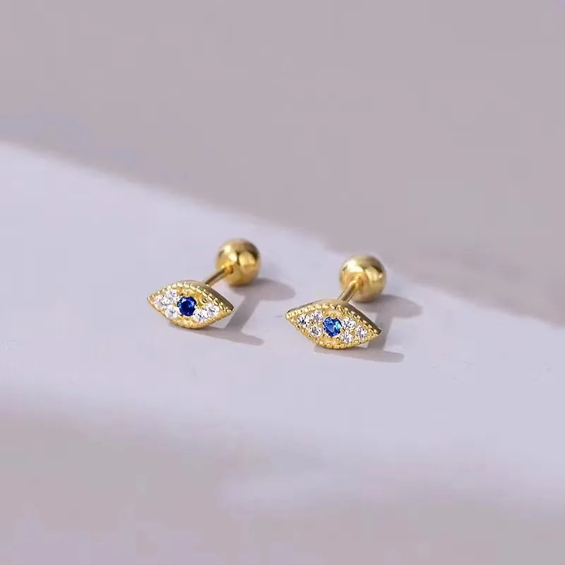 Sparkle heart screw-back cartilage stud earrings with cubic zirconia, styling angle 6 - Varex HQ