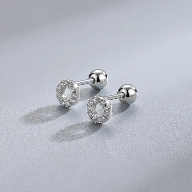 Sparkle heart screw-back cartilage stud earrings with cubic zirconia, styling angle 12 - Varex HQ