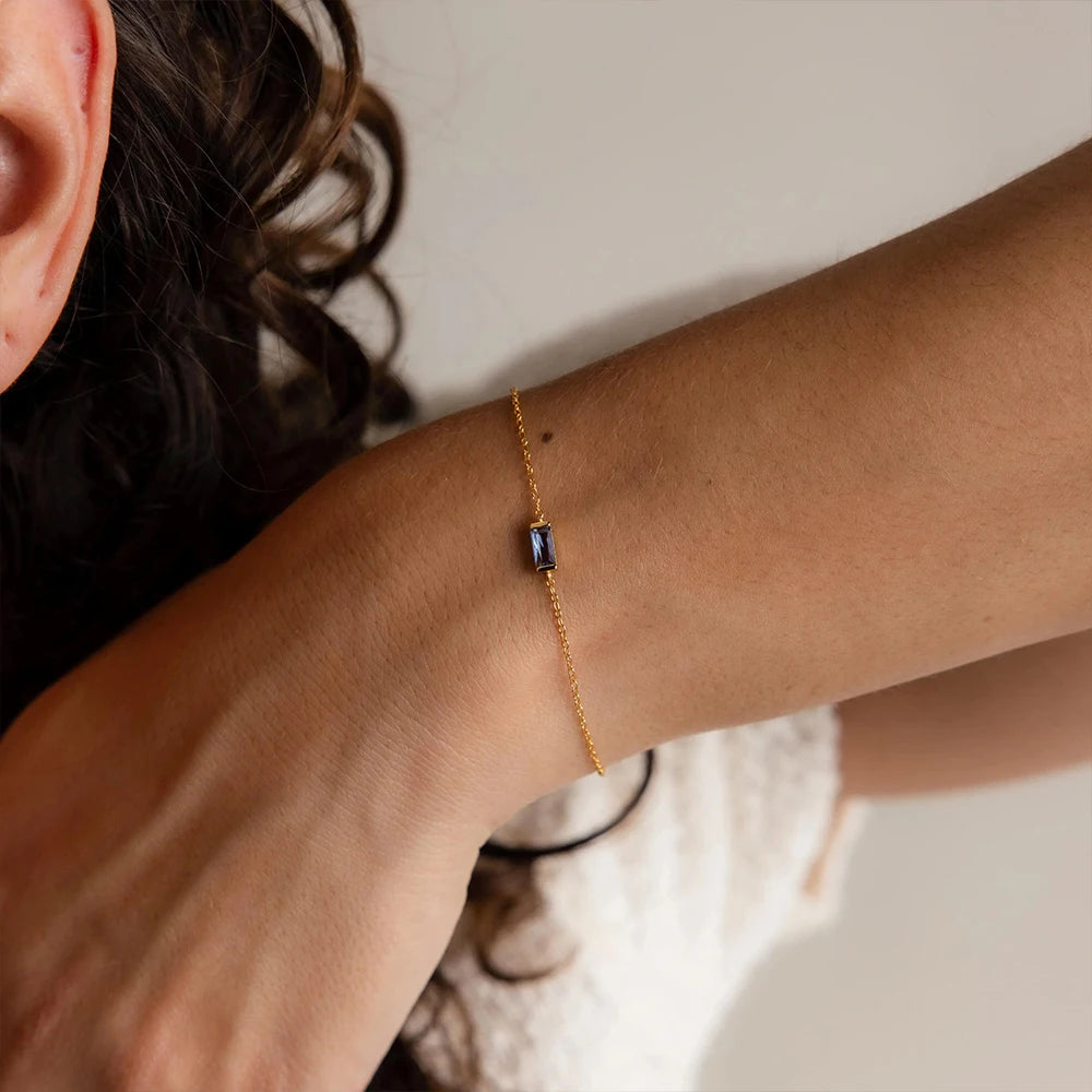 Square Birthstone Bangle Bracelet Gold-Tone Rhinestone – Varex HQ
