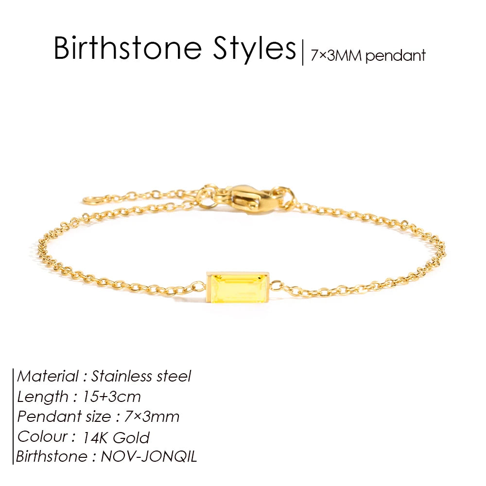 Square Birthstone Bangle Bracelet Gold-Tone Rhinestone, YS36100-November / 15 Extend 3CM / Gold – Varex HQ