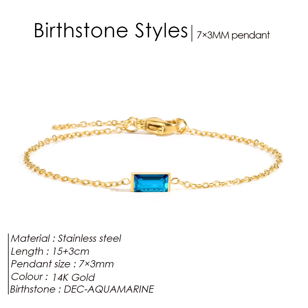 Square Birthstone Bangle Bracelet Gold-Tone Rhinestone, YS36100-December / 15 Extend 3CM / Gold – Varex HQ