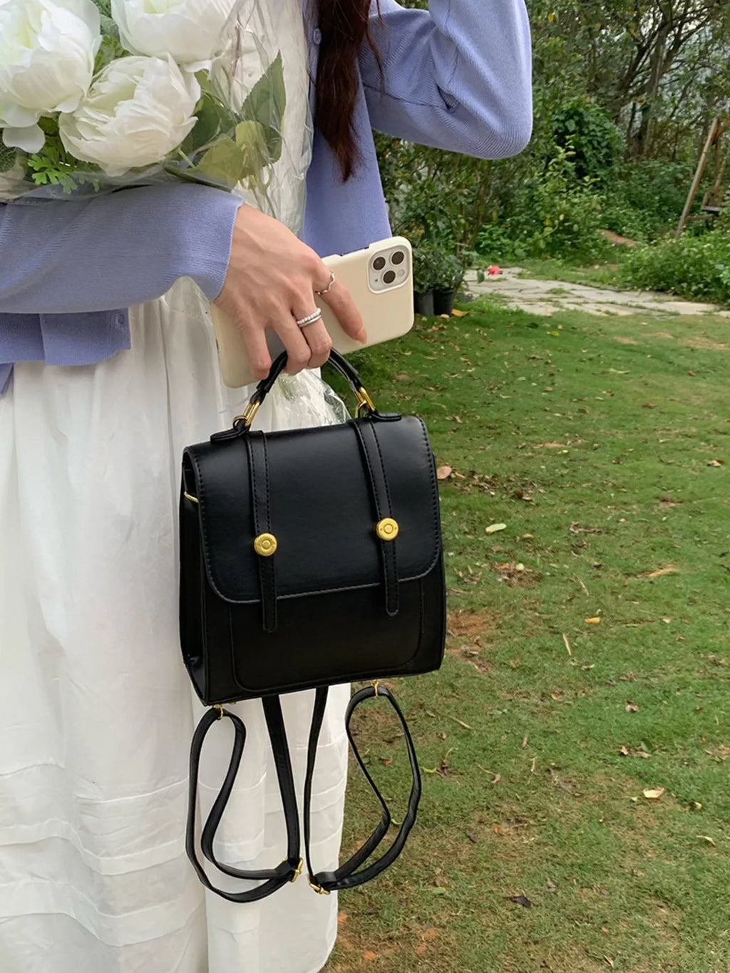 Structured Mini Backpack - Vegan Leather - view 1 - Varex HQ