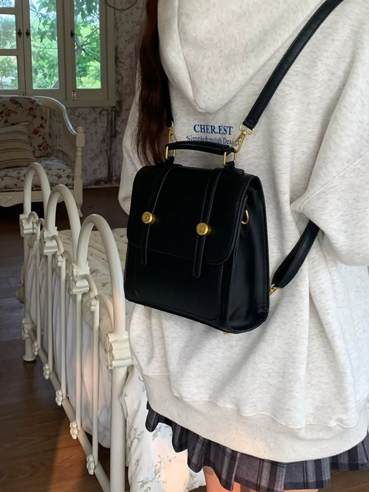 Structured Mini Backpack - Vegan Leather - view 2 - Varex HQ
