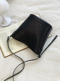 Vegan Leather Bucket Crossbody Bag - front view