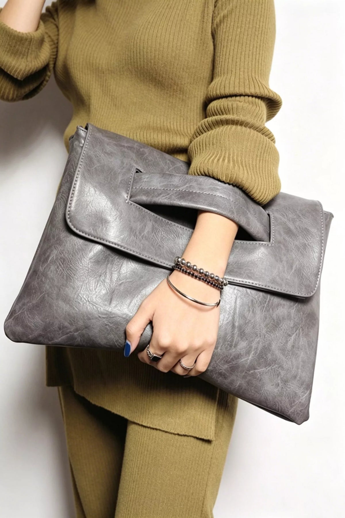 Vintage Envelope Clutch - Faux Leather - view 2 - Varex HQ