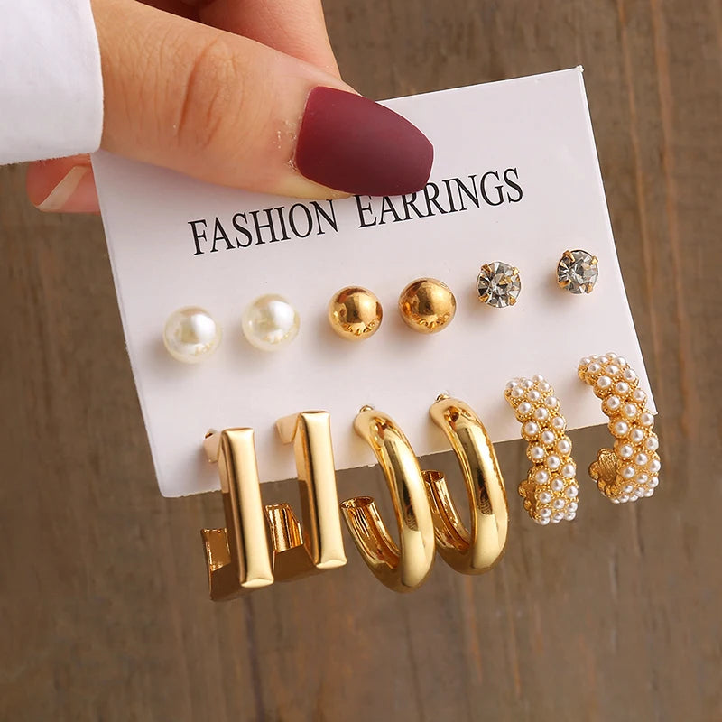 Vintage Gold-Tone & Faux-Pearl Earring Set, Style M – Varex HQ