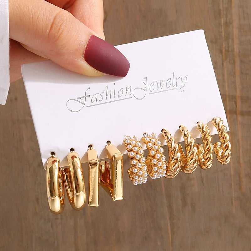 Vintage Gold-Tone & Faux-Pearl Earring Set, Style E – Varex HQ