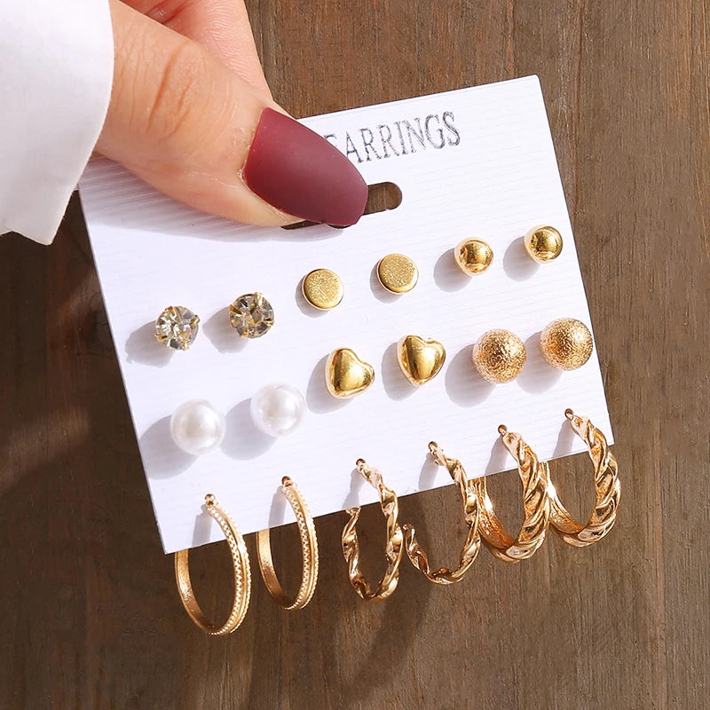 Vintage Gold-Tone & Faux-Pearl Earring Set, Style F – Varex HQ