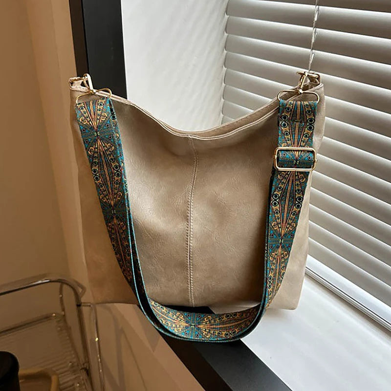 Woven-Strap Vegan Leather Boho Hobo Tote, Design 2 – Varex HQ
