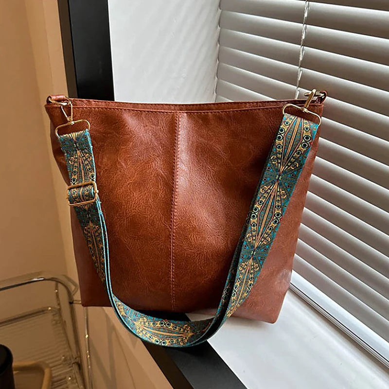 Woven-Strap Vegan Leather Boho Hobo Tote, Design 4 – Varex HQ