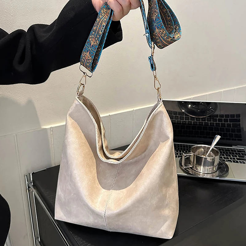 Woven-Strap Vegan Leather Boho Hobo Tote, additional product photo – Varex HQ