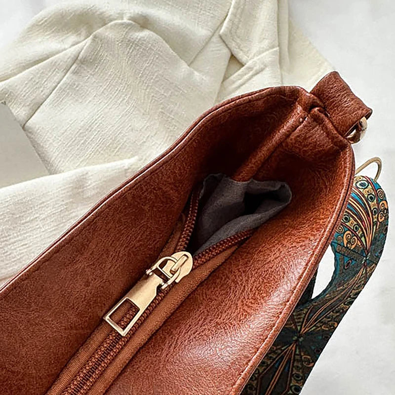 Woven-Strap Vegan Leather Boho Hobo Tote, additional product photo – Varex HQ